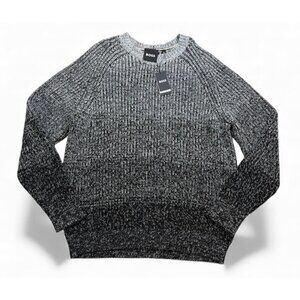 $348 Mens XL BOSS "Ezrano" Ombre Rib Knit Crewneck Sweater Gray